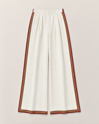 Adelina Elegant Wide-Leg Trousers - White Stripe flat lay