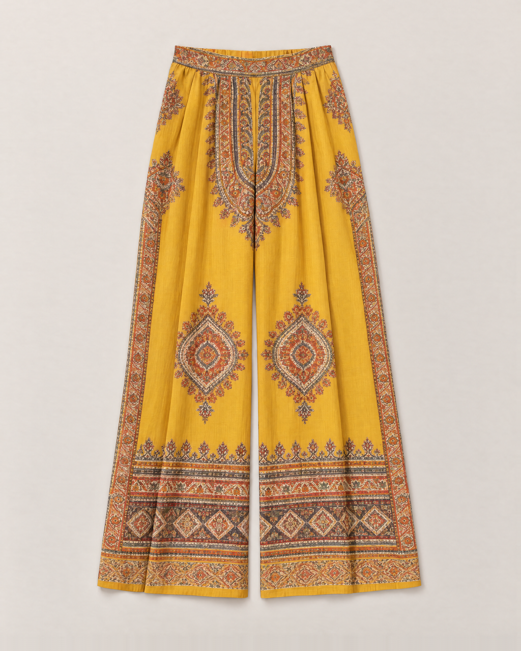 Adelina Elegant Wide-Leg Trousers - Yellow flat lay