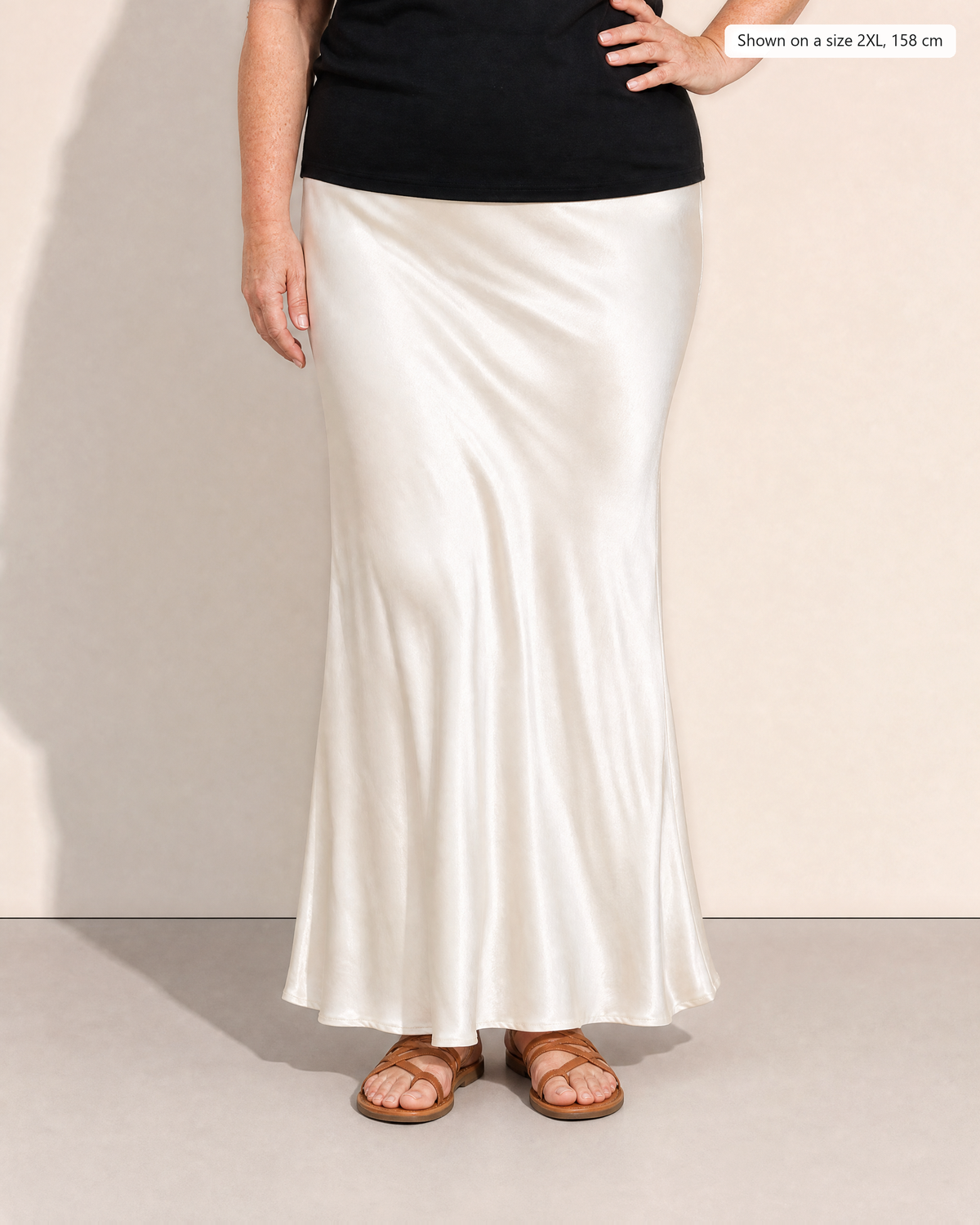 Amara Elegant Midi Skirt - Adeline studio, shown on a size 2XL, 158 cm
