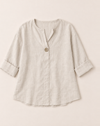 Amelia Light Linen Blouse - Beige flat lay, Beige
