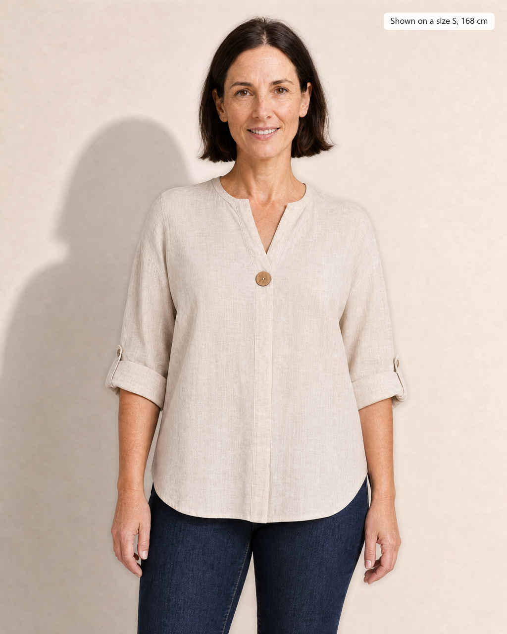 Amelia Light Linen Blouse - Adeline studio, shown on a size S, 168 cm