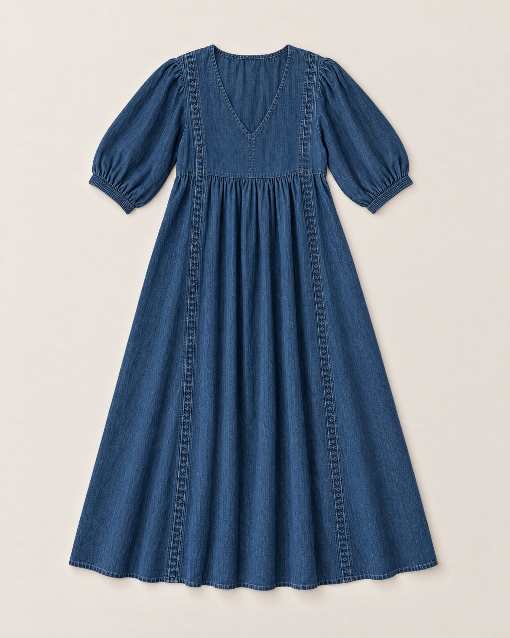 Annelise Lace Trim Midi Dress - Deep Sea Blue flat lay