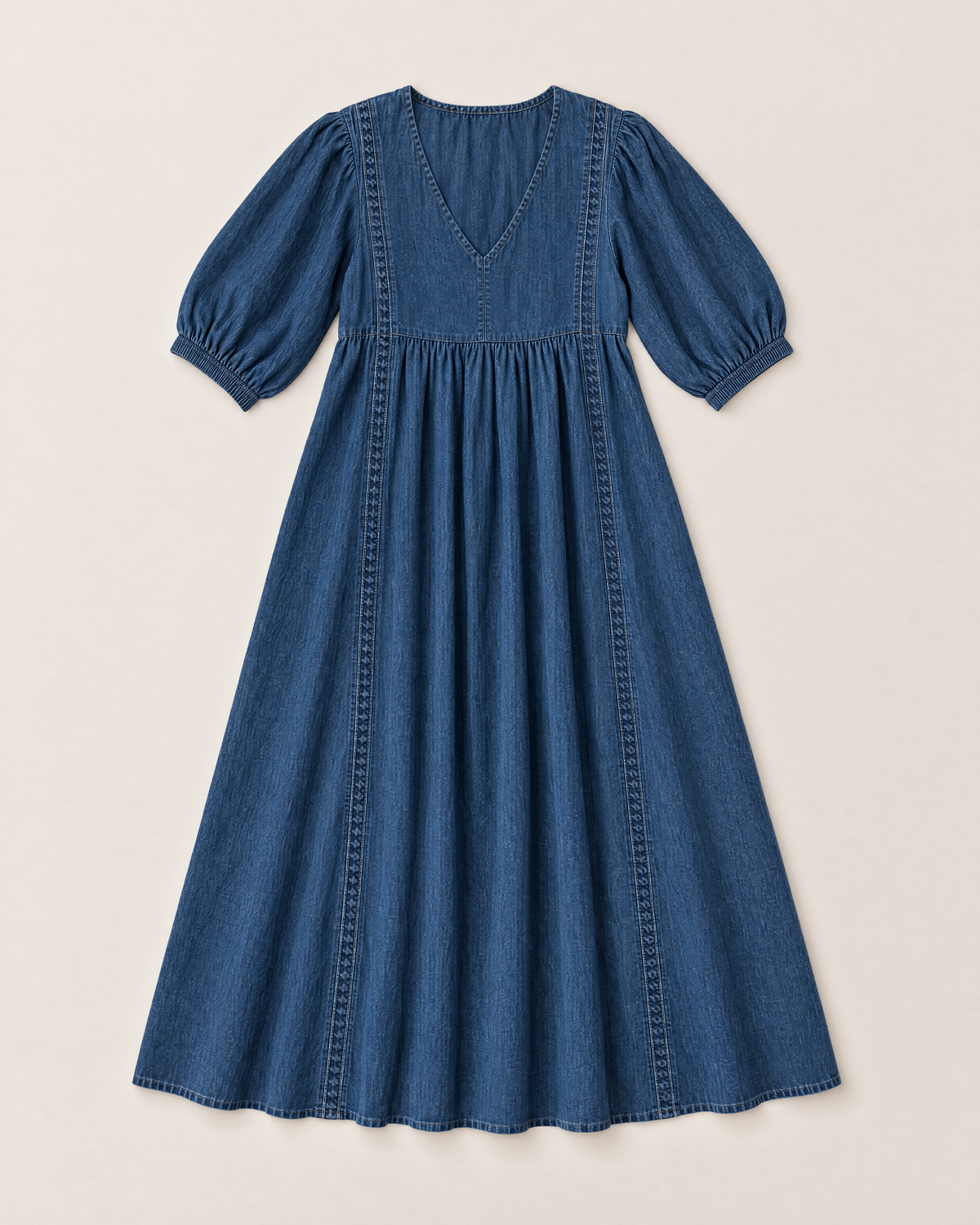 Annelise Lace Trim Midi Dress - Deep Sea Blue flat lay