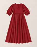 Annelise Lace Trim Midi Dress - Maroon flat lay