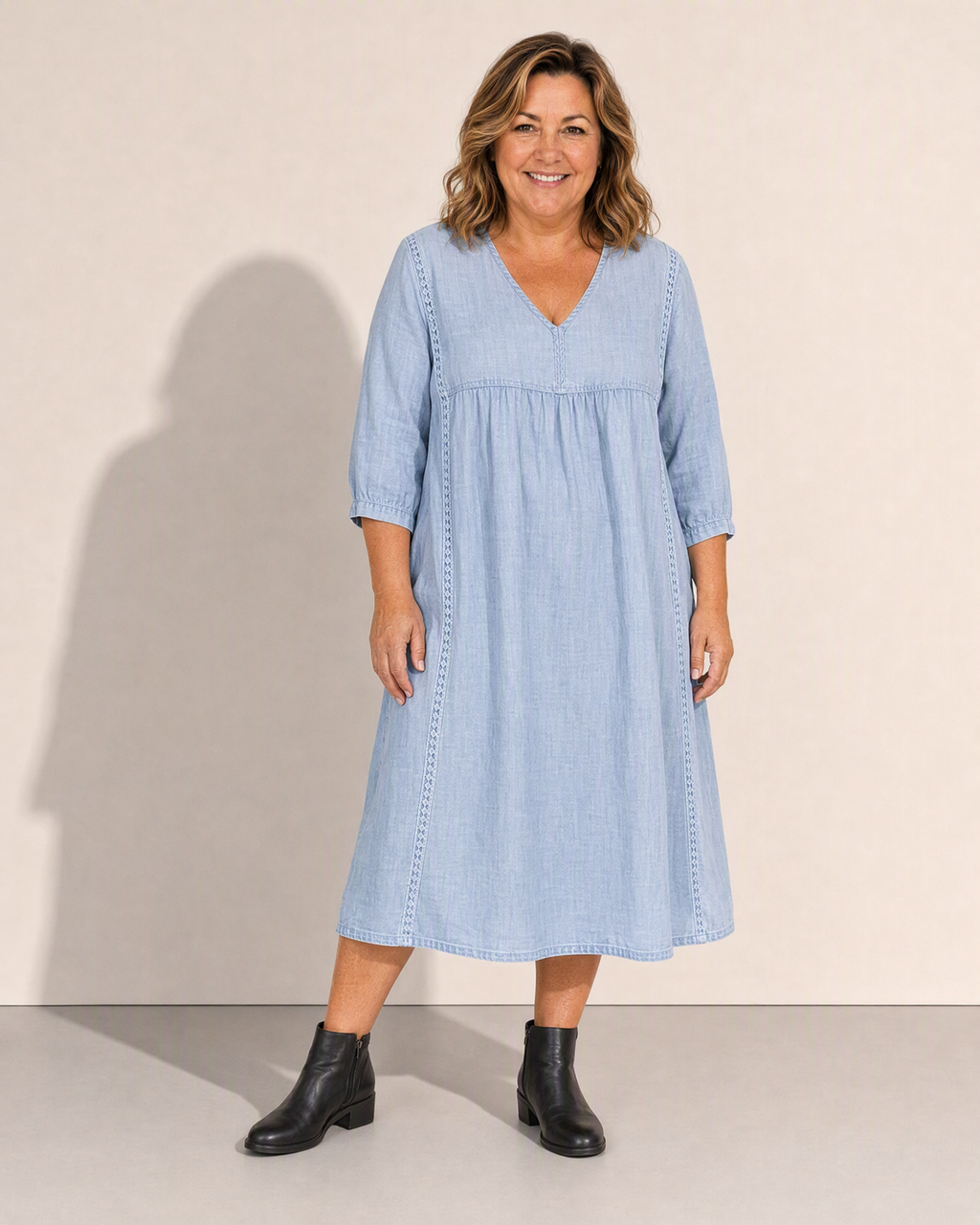 Antonia 3/4 Sleeve A Line Maxi Dress - Adeline studio