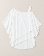 Anya Effortless Flowy Blouse - White flat lay, White