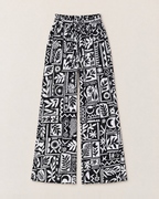 Astrid High-Waisted Wide Leg Trousers - Black Print flat lay