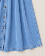Aurelia Effortless Button-Front Dress - detail of the fabric and side edge, Light Blue