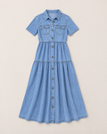 Aurelia Effortless Button-Front Dress - Light Blue flat lay