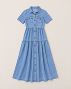 Aurelia Effortless Button-Front Dress - Light Blue flat lay
