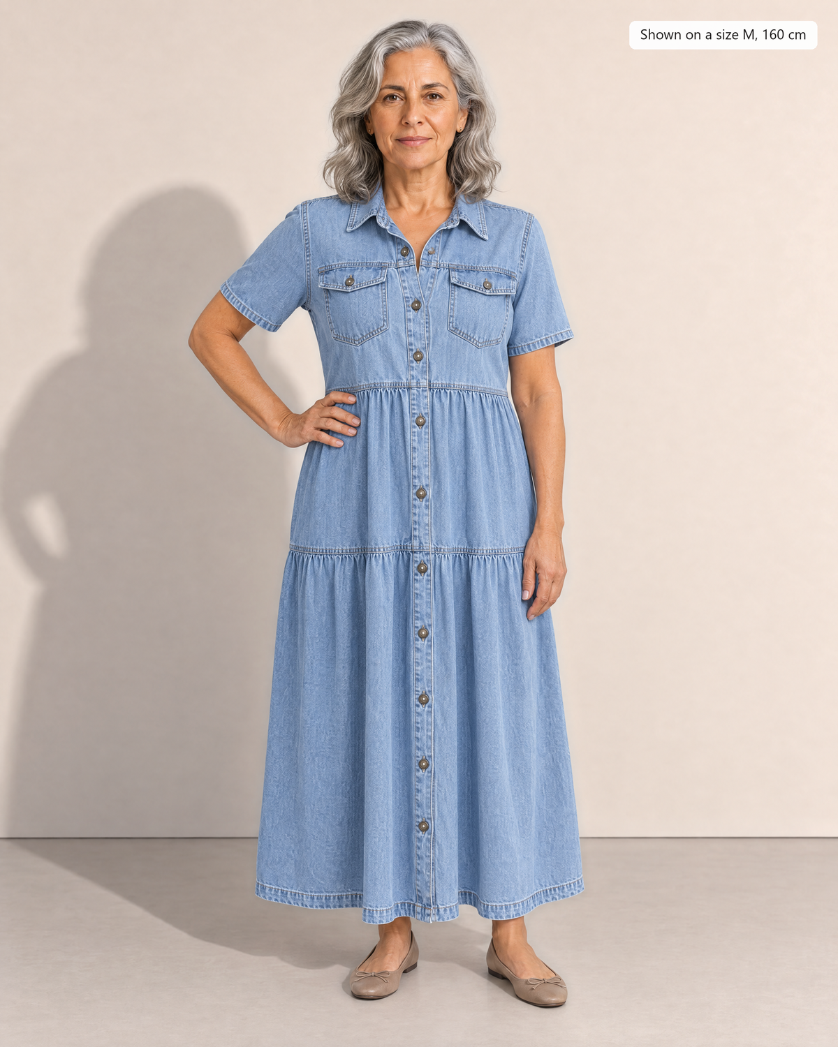 Aurelia Effortless Button-Front Dress - Adeline studio, shown on a size M, 160 cm