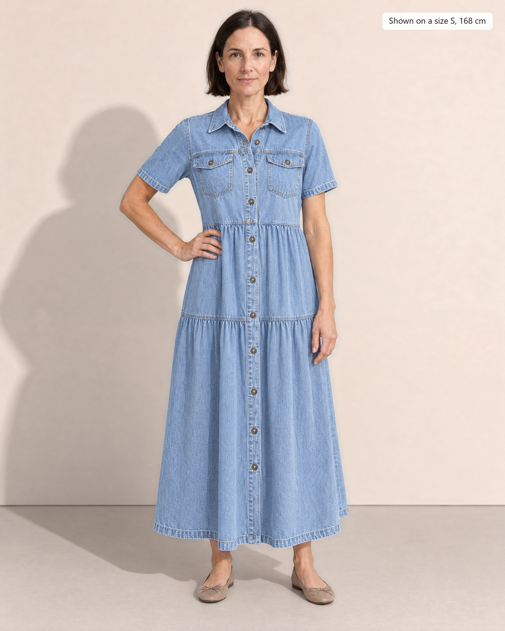 Aurelia Effortless Button-Front Dress - Adeline studio, shown on a size S, 168 cm