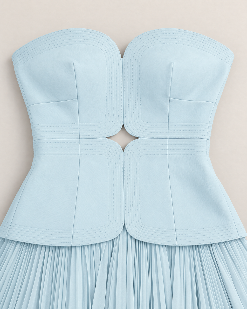 Beatrix Sweetheart Neck Maxi Dress - detail of the neckline, Blue