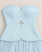 Beatrix Sweetheart Neck Maxi Dress - detail of the neckline, Blue