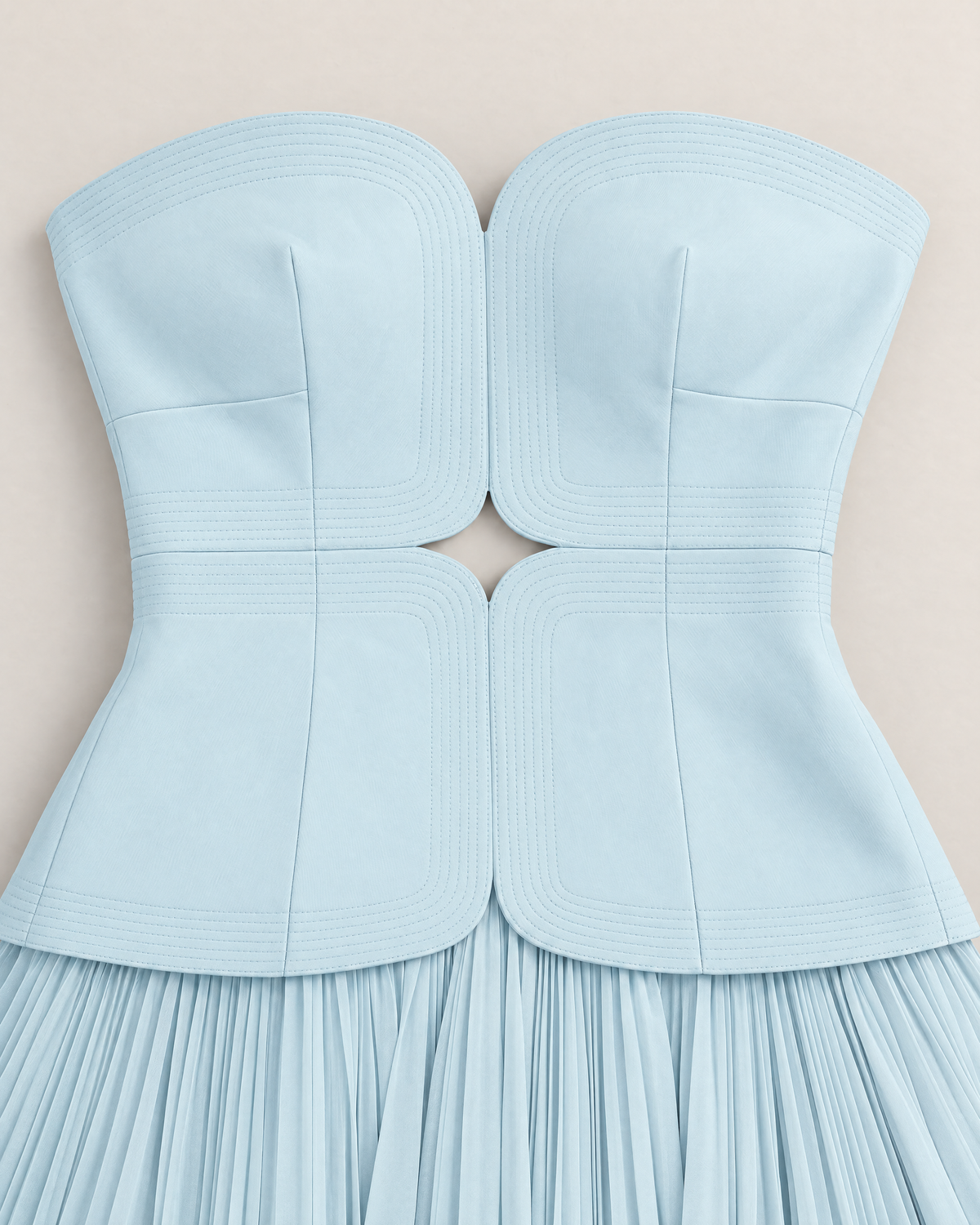 Beatrix Sweetheart Neck Maxi Dress - detail of the neckline, Blue