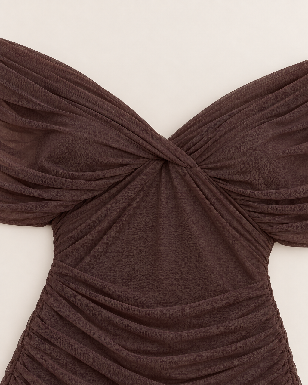 Belinda Maxi Dress - detail of the neckline, Brown