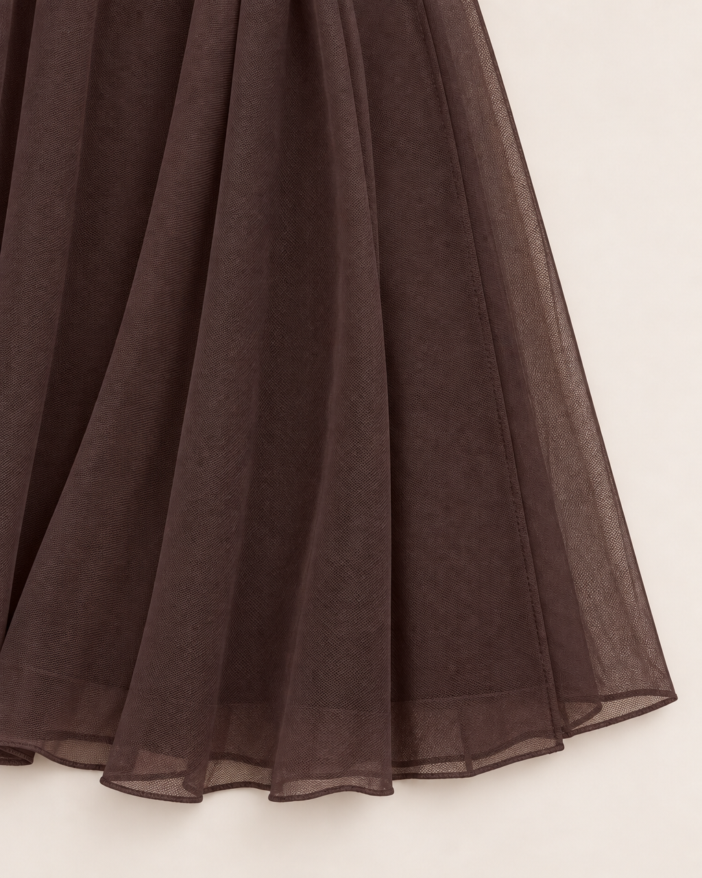 Belinda Maxi Dress - detail of the fabric and side edge, Brown