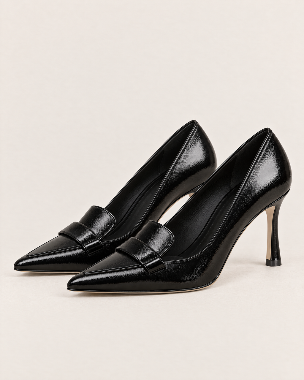Bianca Women's Stiletto Heels - the pair at a three-quarter angle, Black