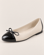 Briar Chic Slip-On Flats - detail of the toe, fastening and stitching, Beige