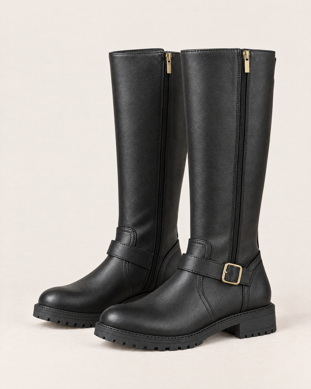 Brynn Supportive Everyday Boots - the pair at a three-quarter angle, Black (Almost Sold Out)