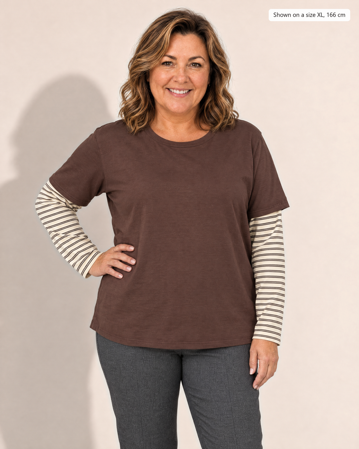 Calla Layered Look T-shirt - Adeline studio, shown on a size XL, 166 cm