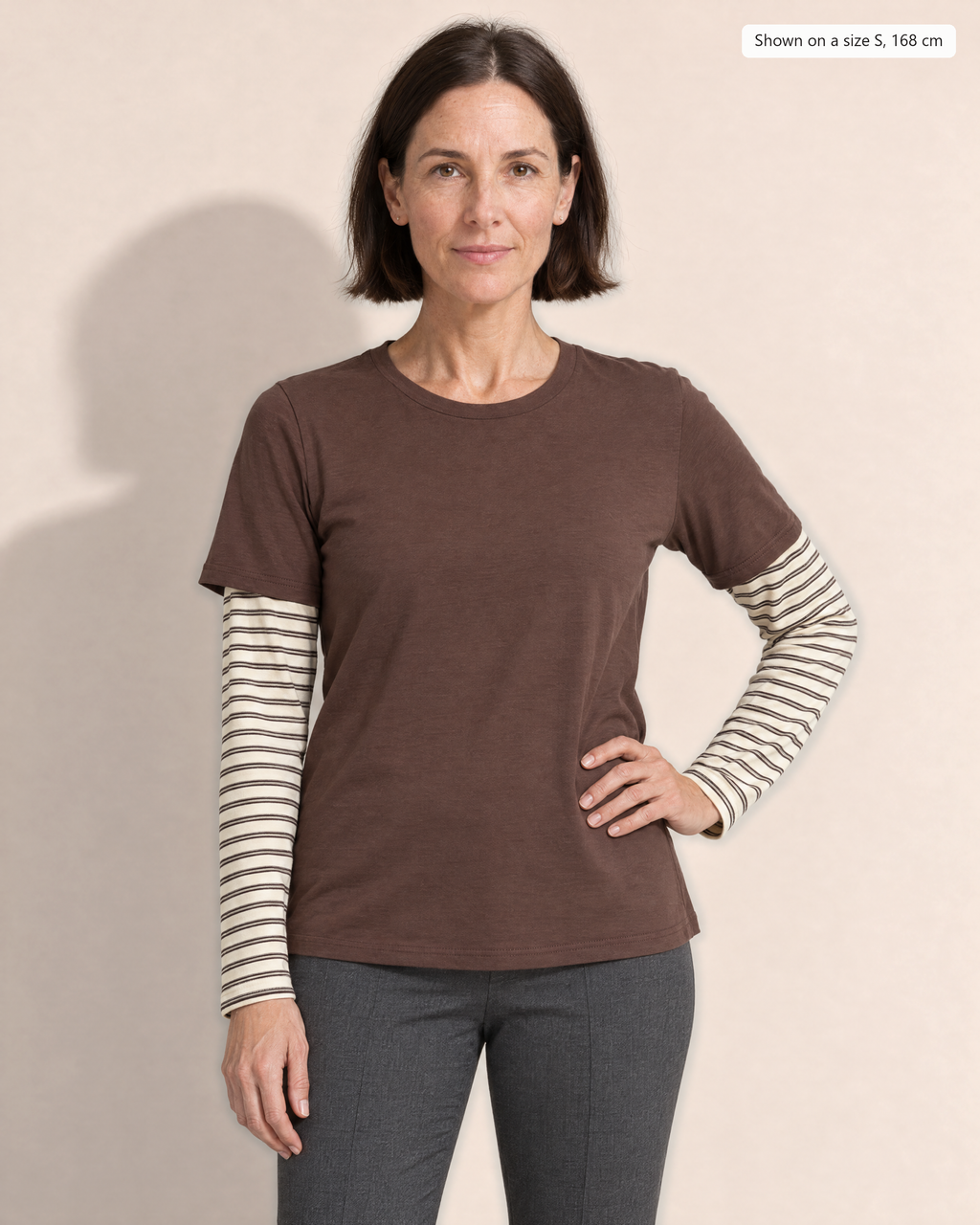 Calla Layered Look T-shirt - Adeline studio, shown on a size S, 168 cm