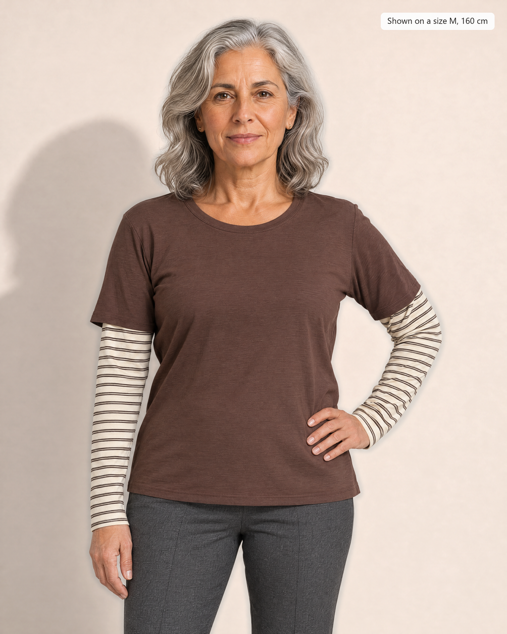 Calla Layered Look T-shirt - Adeline studio, shown on a size M, 160 cm
