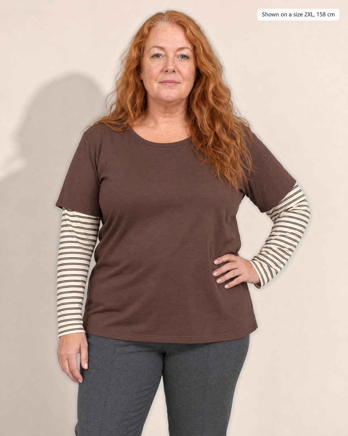 Calla Layered Look T-shirt - Adeline studio, shown on a size 2XL, 158 cm