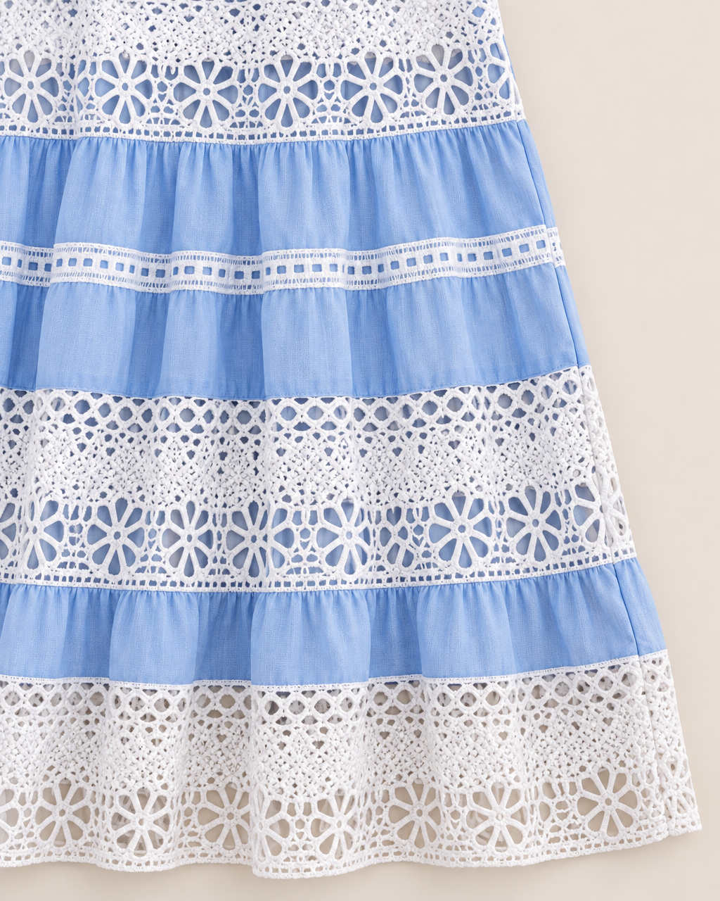 Callista Elegant Lantern Sleeve Dress - detail of the fabric and side edge, Blue