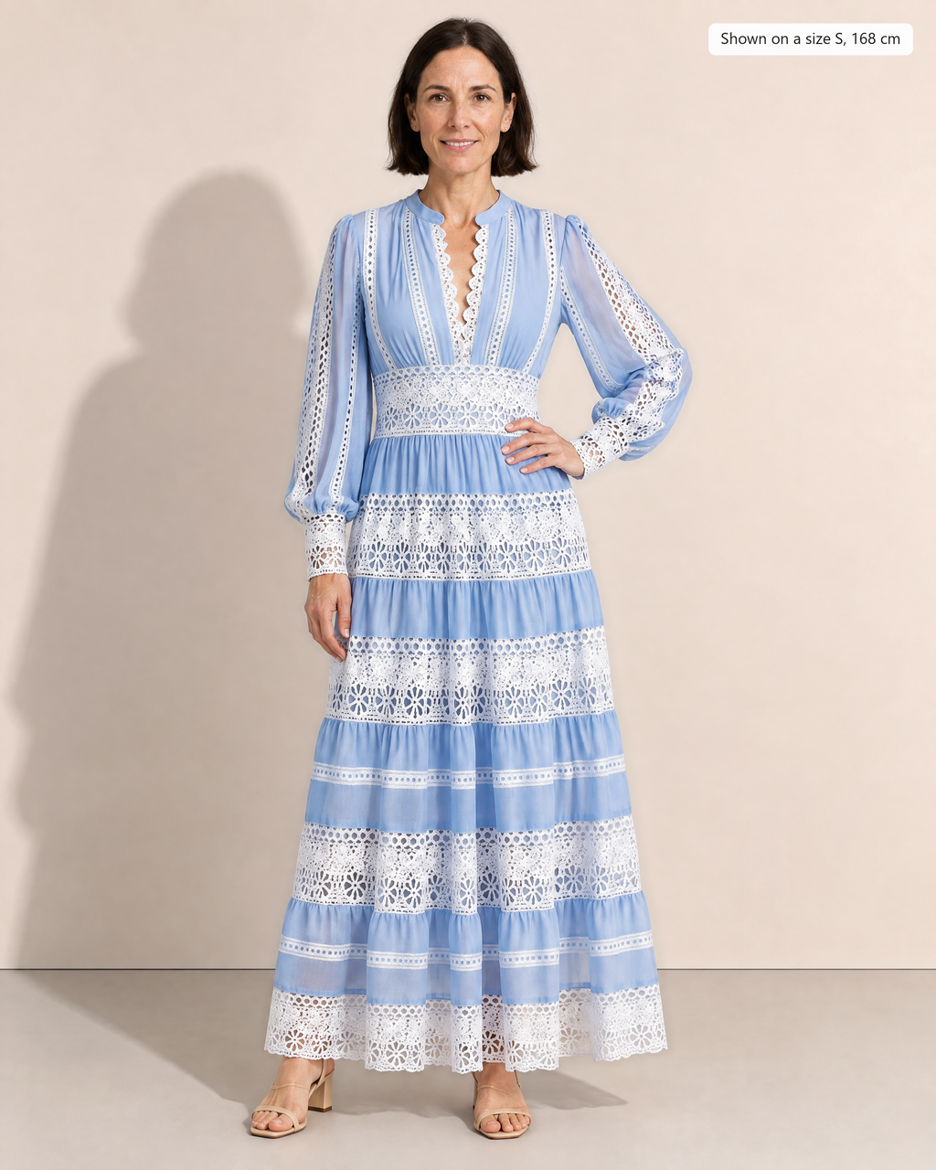 Callista Elegant Lantern Sleeve Dress - Adeline studio, shown on a size S, 168 cm