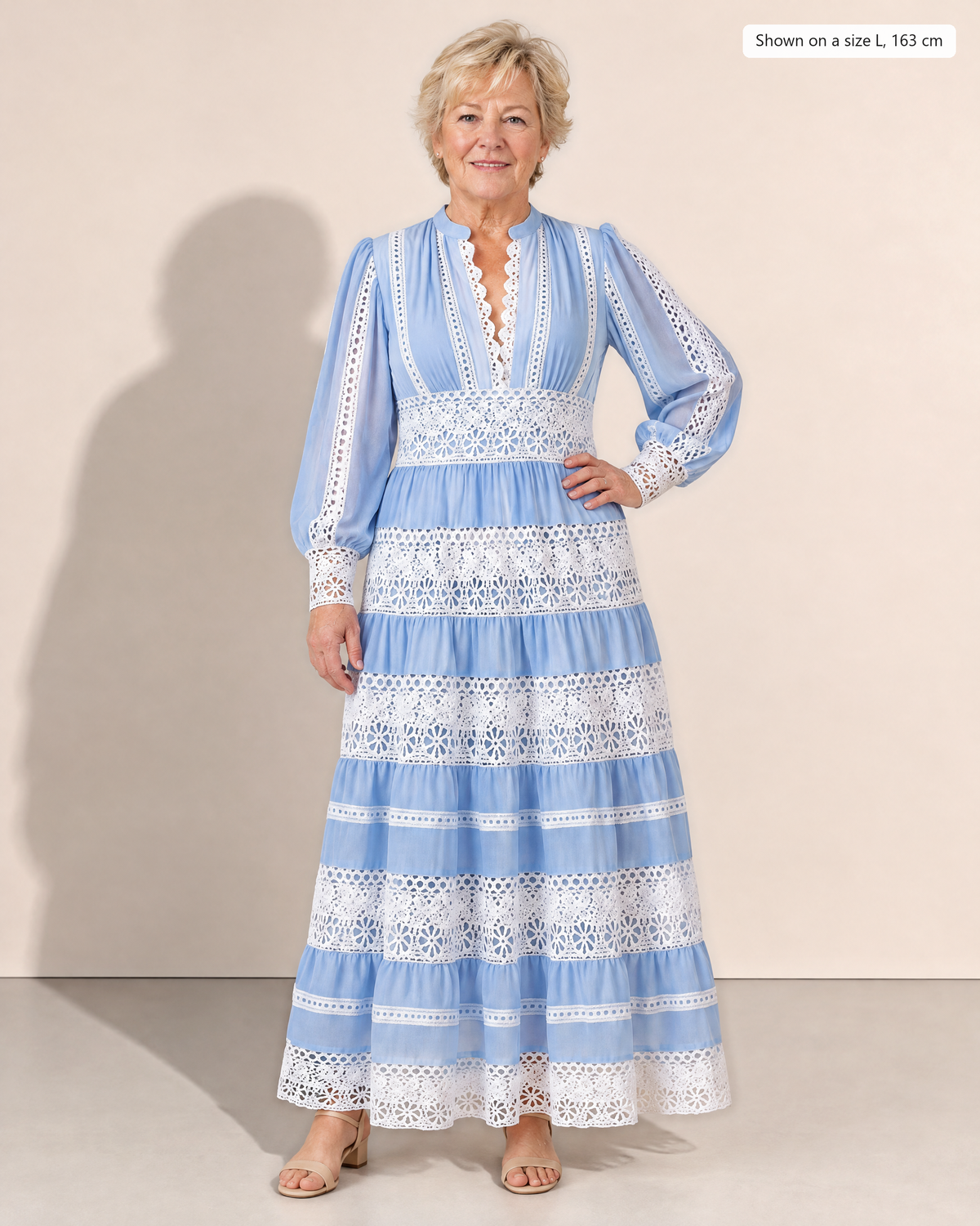 Callista Elegant Lantern Sleeve Dress - Adeline studio, shown on a size L, 163 cm
