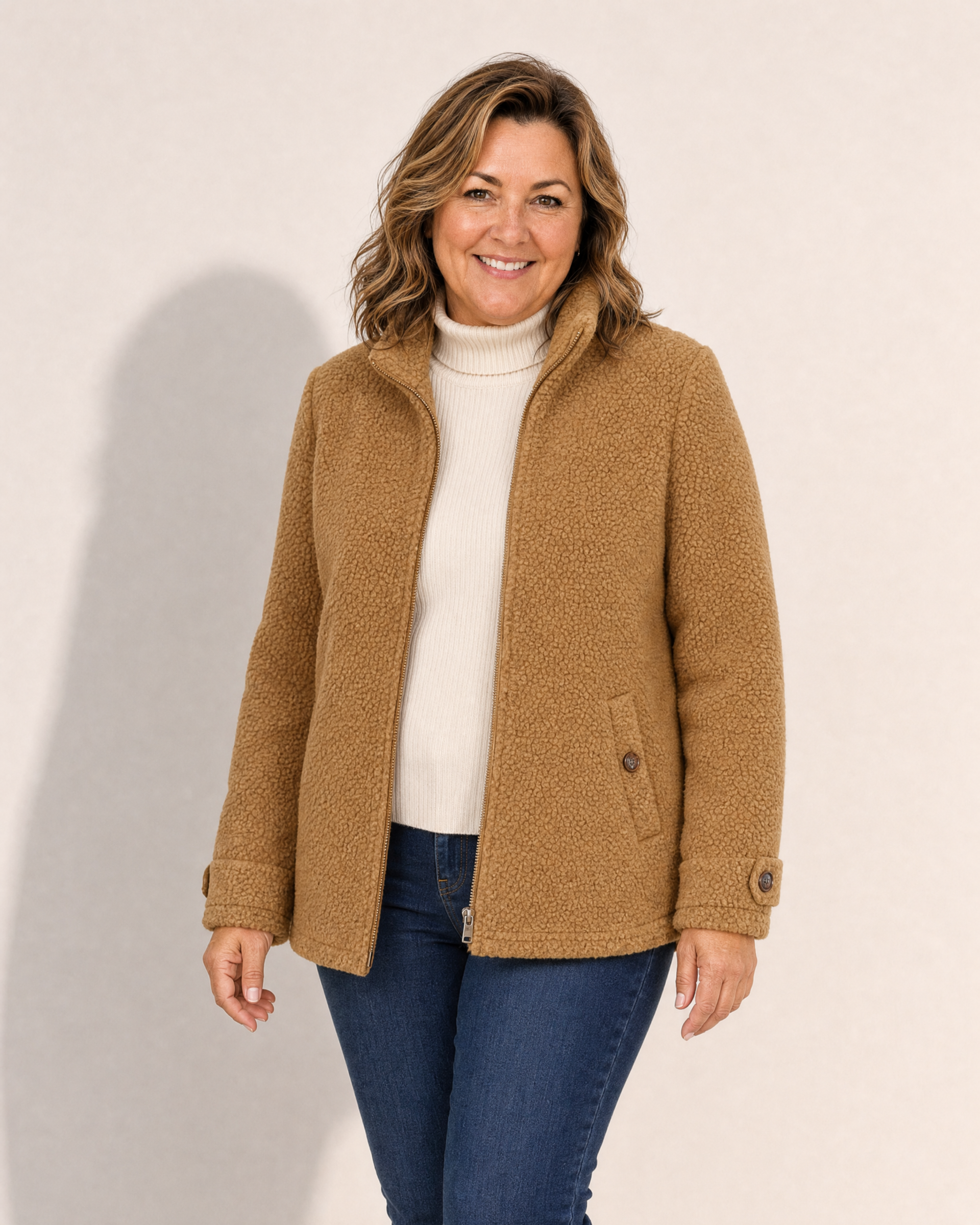Cassandra Sherpa Zip Up Jacket - Adeline studio