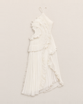 Cassia Chic Pleated Halter Midi Dress - White flat lay