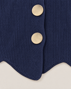 Clementine Oversized Collared Cardigan - detail of the fabric and hem, Blue