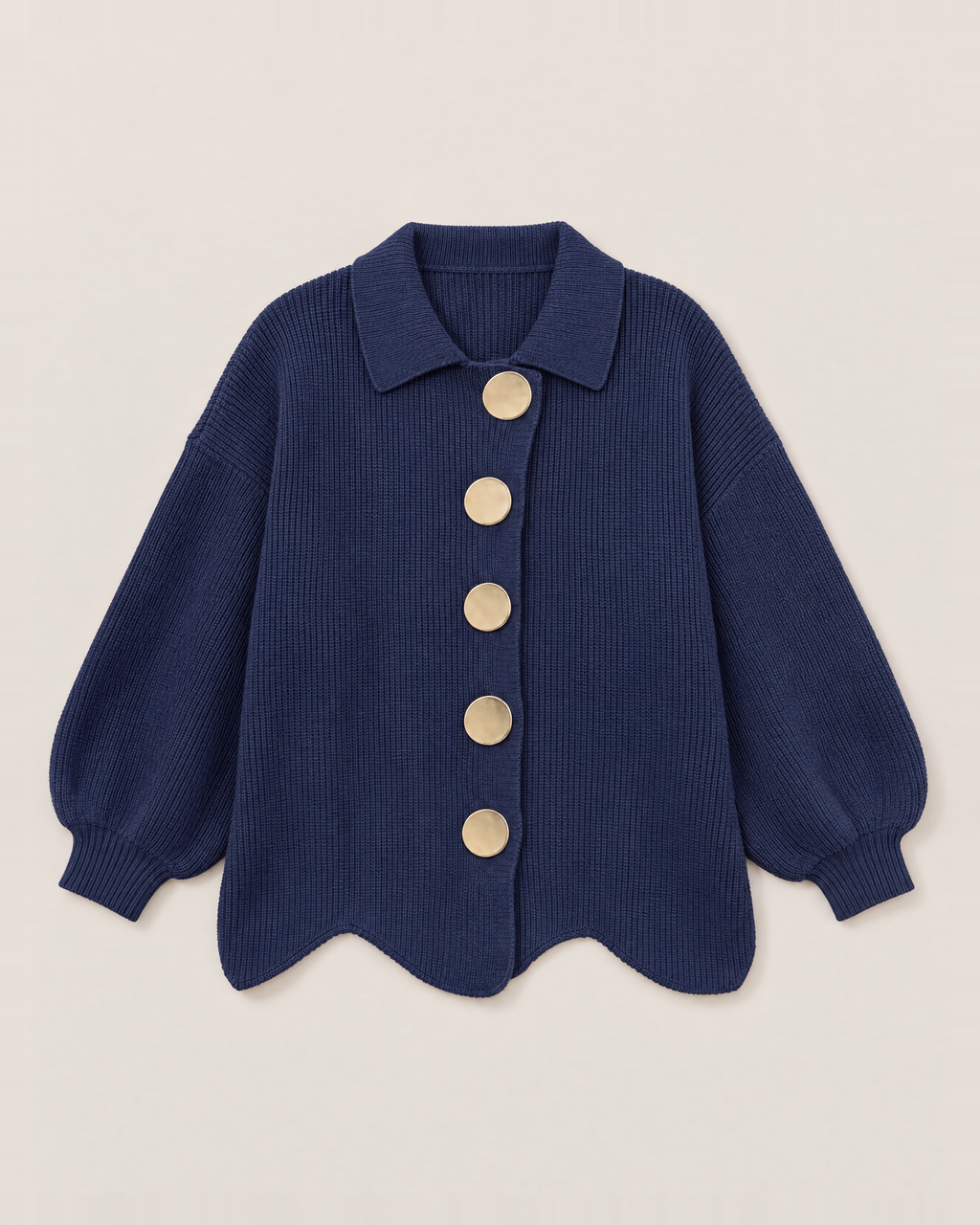 Clementine Oversized Collared Cardigan - Blue flat lay