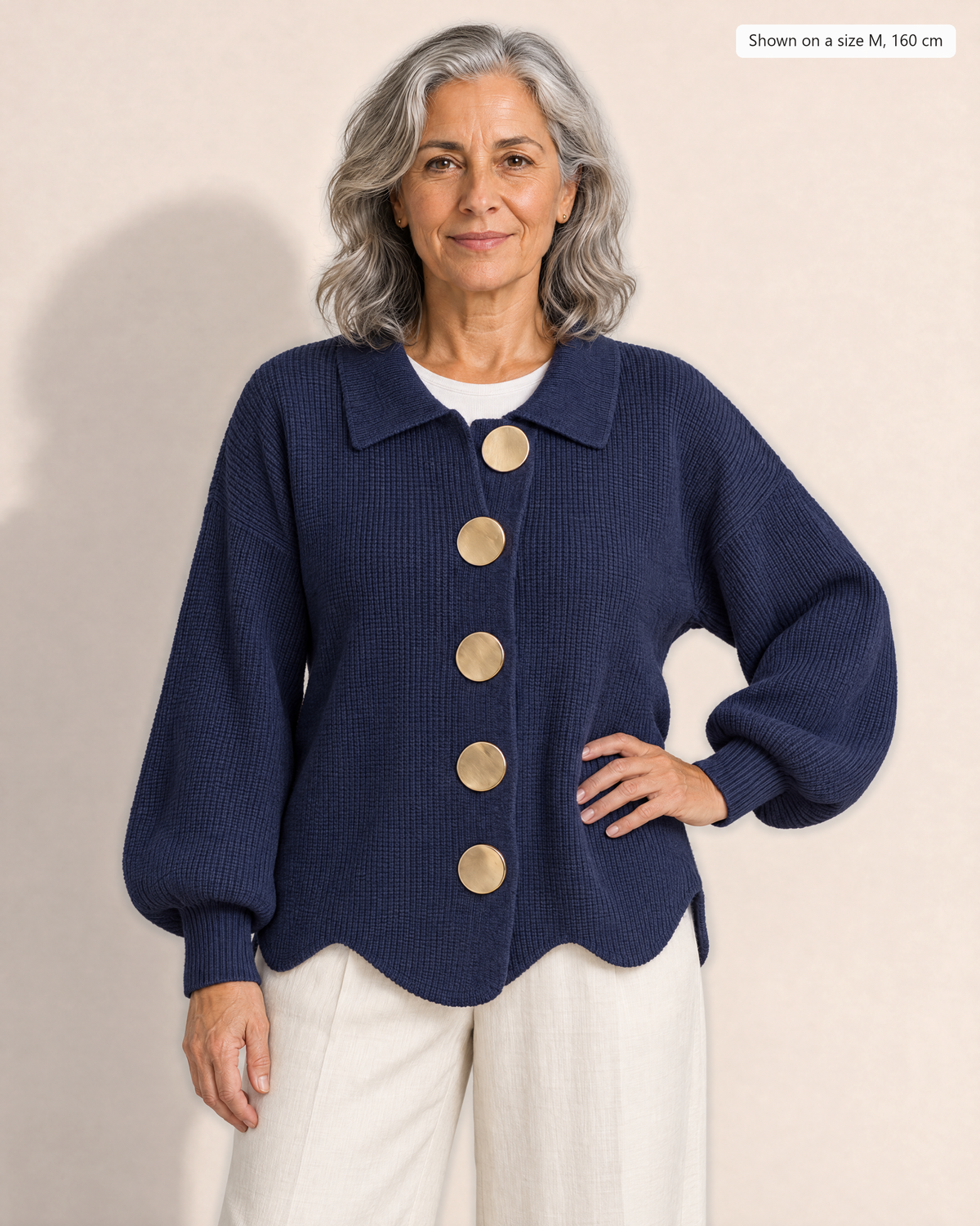 Clementine Oversized Collared Cardigan - Adeline studio, shown on a size M, 160 cm
