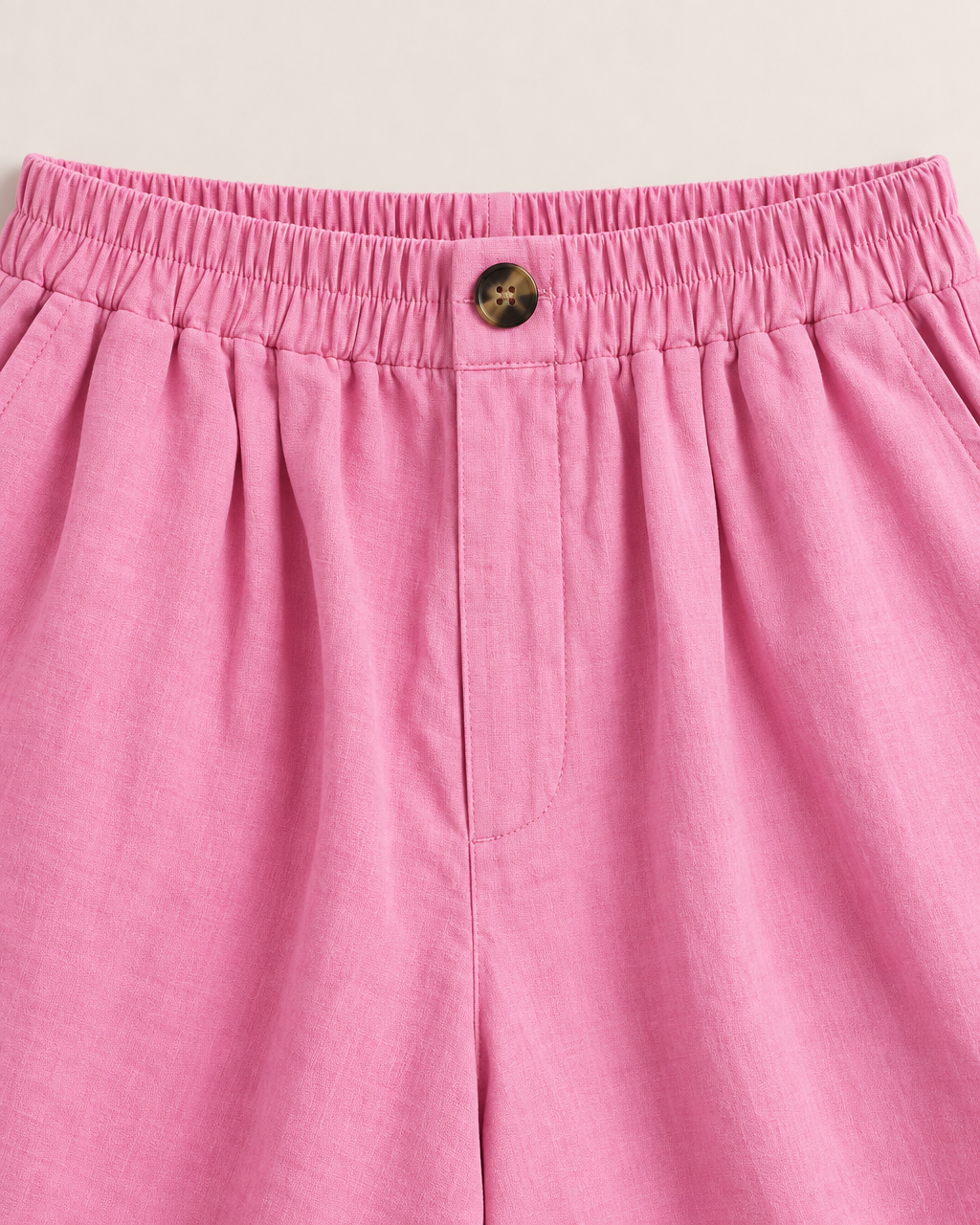 Cora Lightweight Everyday Shorts - detail of the waistband, Pink
