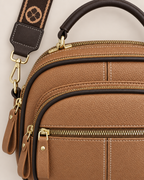 Elara Chic Everyday Bag - detail of the top edge and closure, Khaki
