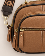 Elara Chic Everyday Bag - detail of the material and strap attachment, Khaki