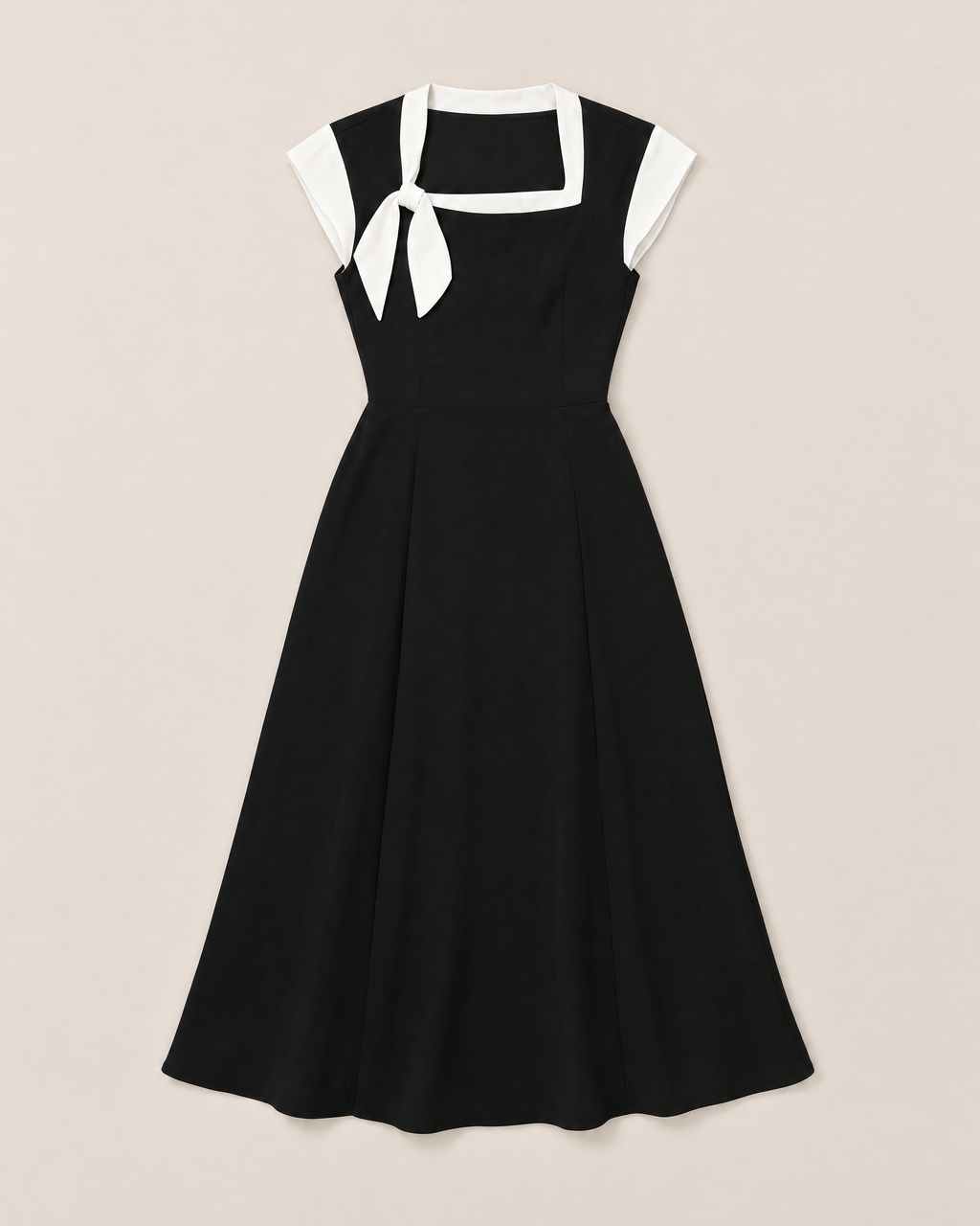 Eliza Chic Colorblock Midi Dress - Black flat lay