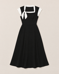 Eliza Chic Colorblock Midi Dress - Black flat lay