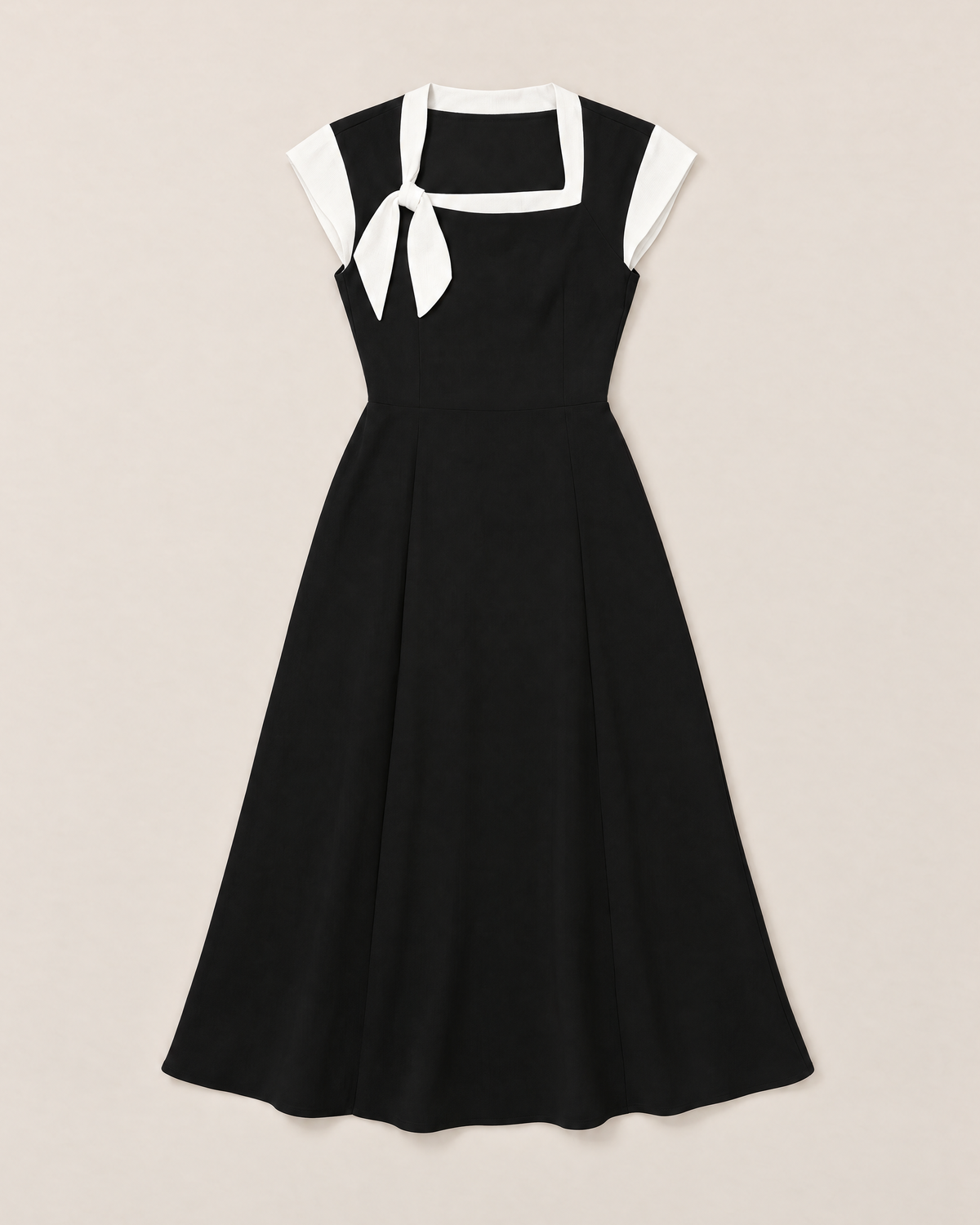 Eliza Chic Colorblock Midi Dress - Black flat lay