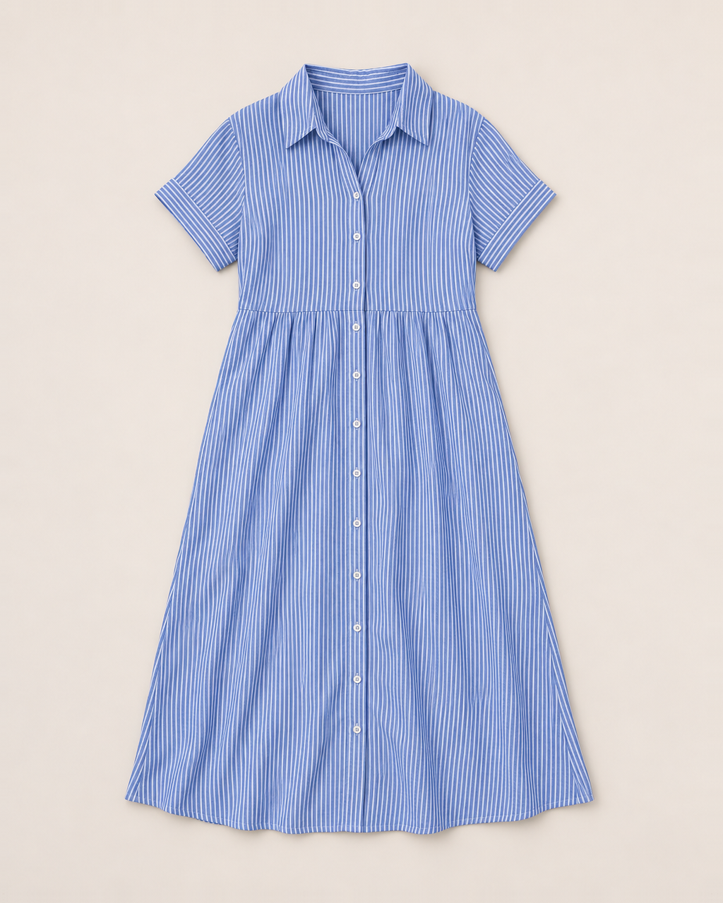 Emilia Striped Day Dress - Blue flat lay, Blue