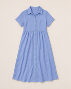 Emilia Striped Day Dress - Blue flat lay, Blue