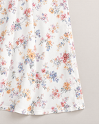 Estelle Elegant Floral Midi Dress - detail of the fabric and side edge, White