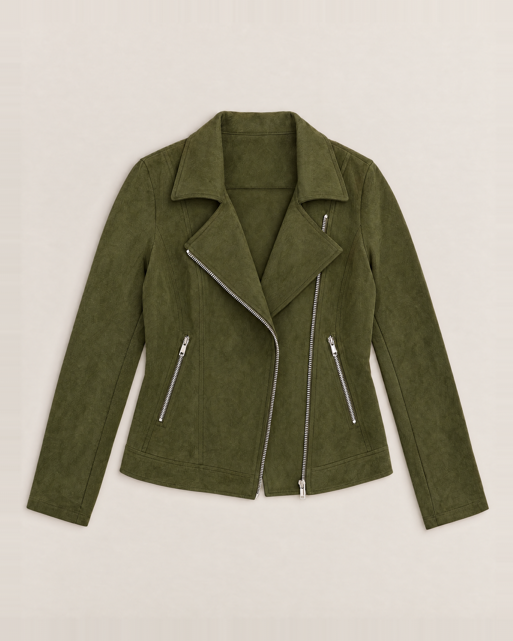 Paloma Soft Suede-Look Jacket - Army Green flat lay