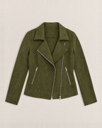 Paloma Soft Suede-Look Jacket - Army Green flat lay
