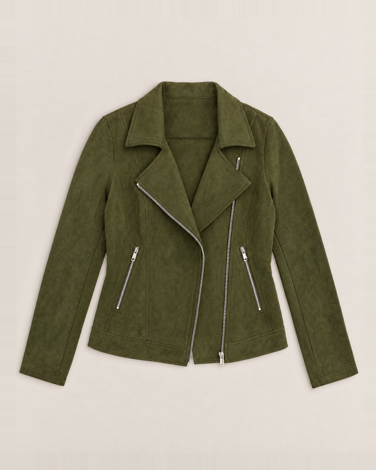 Paloma Soft Suede-Look Jacket - Army Green flat lay