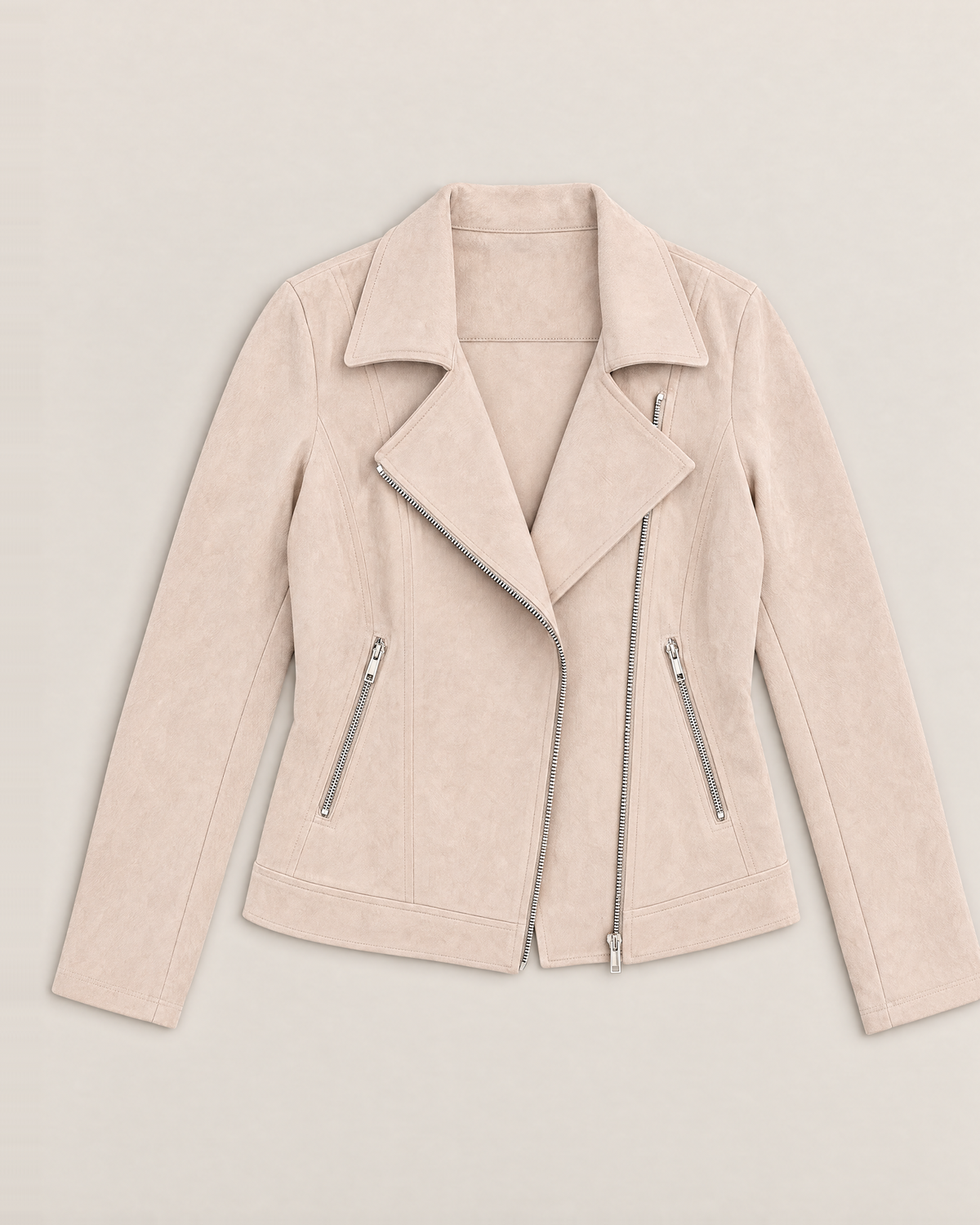 Paloma Soft Suede-Look Jacket - Light Apricot flat lay