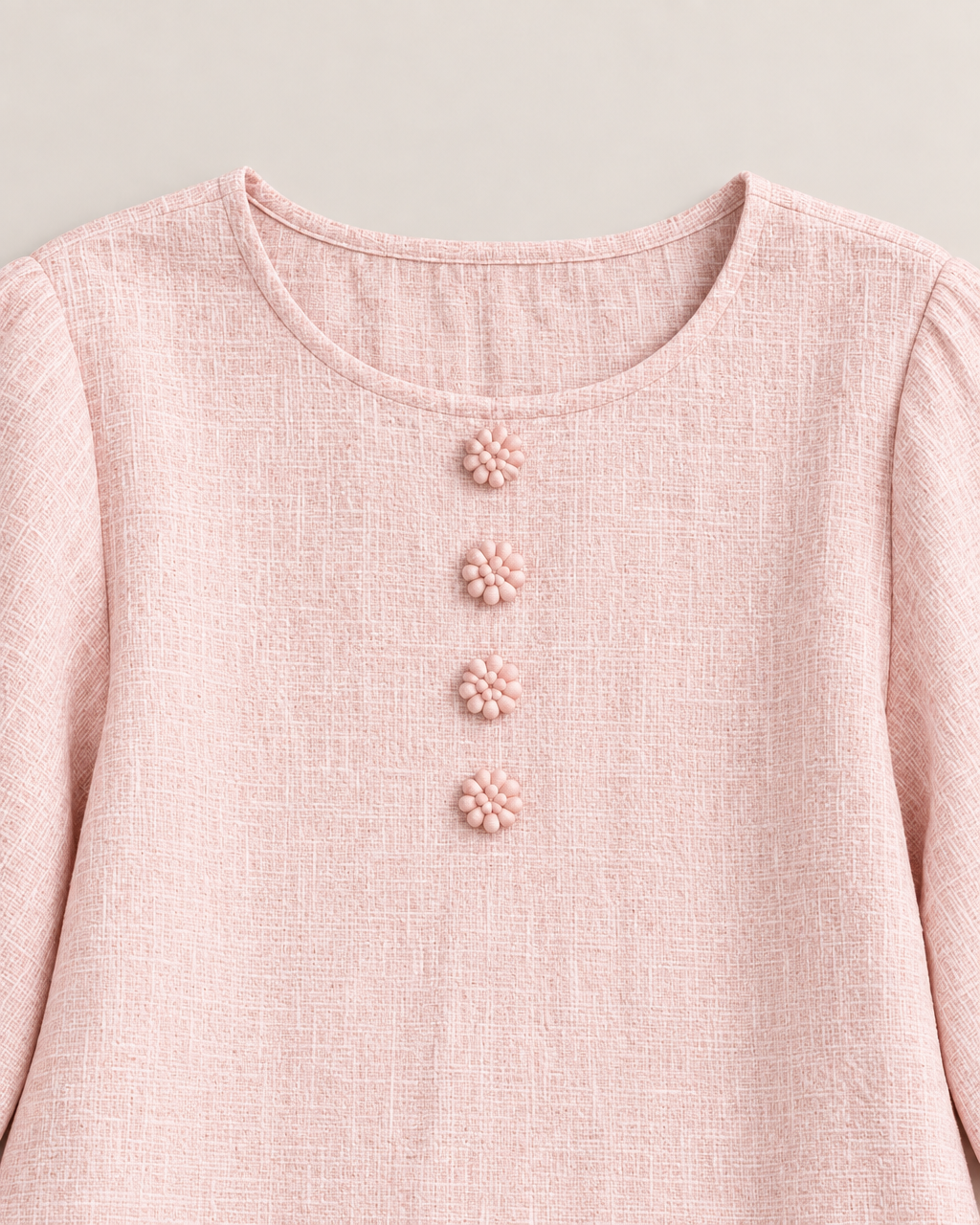 Georgina Effortless A-Line Midi Dress - detail of the neckline, Pink